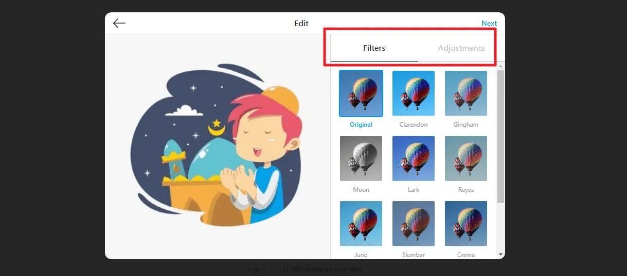 Cara Upload Foto di Instagram PC/Laptop Tanpa Aplikasi 7 fitur filters dan adjustments Cara Upload Foto di Instagram PC/Laptop Tanpa Aplikasi 5 fitur filters dan adjustments