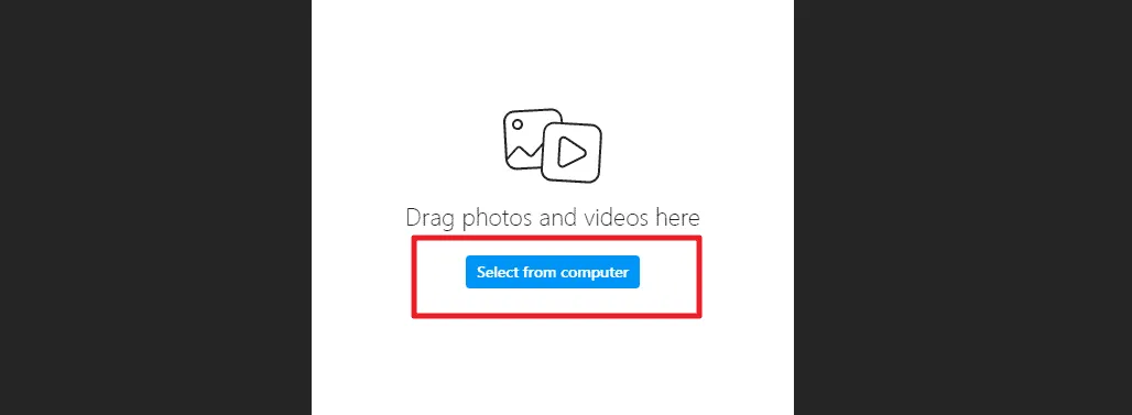 Cara Upload Foto di Instagram PC/Laptop Tanpa Aplikasi 5 klik pada select from computer Cara Upload Foto di Instagram PC/Laptop Tanpa Aplikasi 3 klik pada select from computer