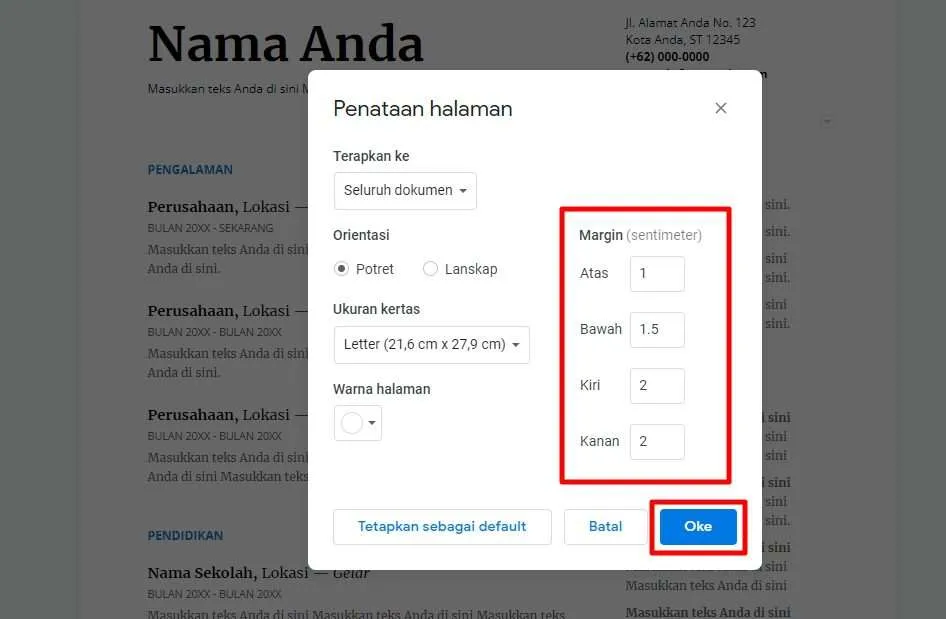 margin Cara Mengatur Jarak Margin Kertas di Google Docs 5 margin