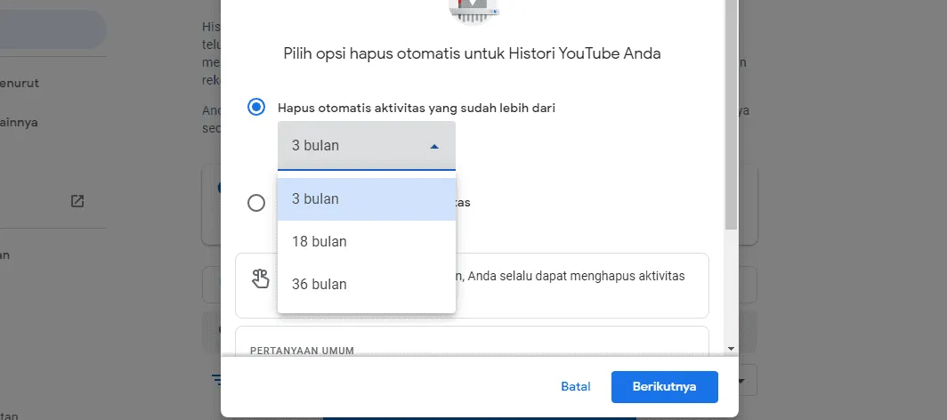 hapus otomatis tiga bulan Cara Menghapus Histori Tontonan YouTube Secara Otomatis 5 hapus otomatis tiga bulan