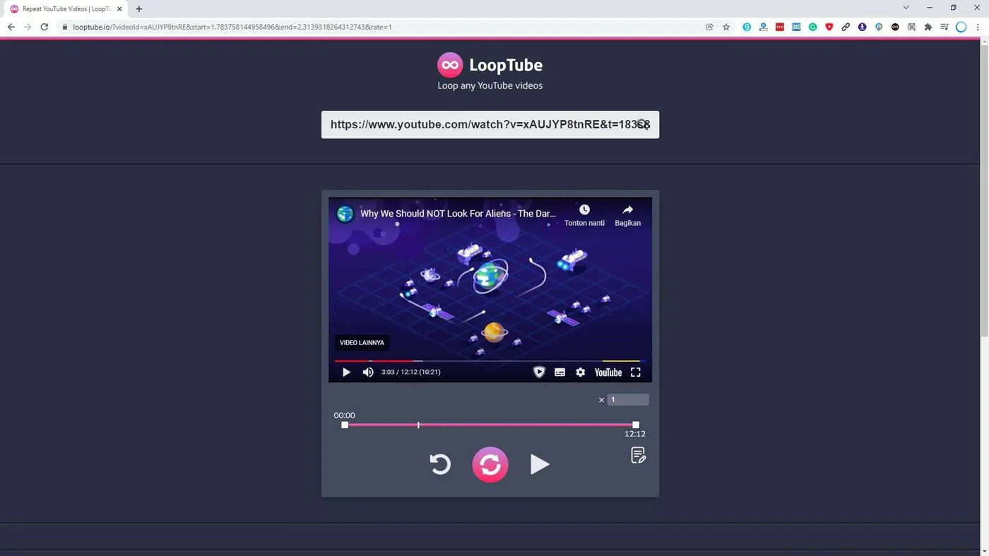 Cara Putar Ulang Video YouTube Secara Otomatis 6 looptube Cara Putar Ulang Video YouTube Secara Otomatis 6 looptube