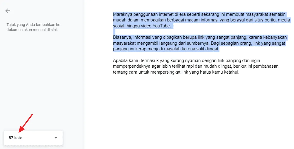 Cara Melihat Jumlah Kata di Google Docs via Web dan Aplikasi 10 fitur tampilkan kata aktif Cara Melihat Jumlah Kata di Google Docs via Web dan Aplikasi 8 fitur tampilkan kata aktif