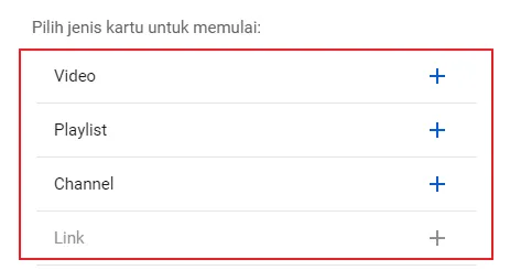 Cara Membuat Rekomendasi Tontonan di Akhir Video YouTube 14 jenis kartu Cara Membuat Rekomendasi Tontonan di Akhir Video YouTube 12 jenis kartu