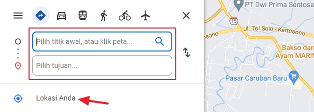 lokasi anda Cara Melihat Situasi Kemacetan Jalan dengan Google Maps 3 lokasi anda