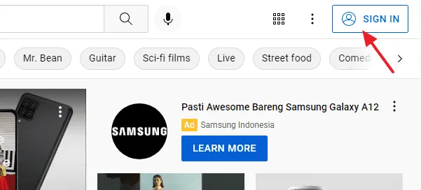 sign in youtube 2 Cara Melihat Video Trending YouTube di Negara Lain 1 sign in youtube 2