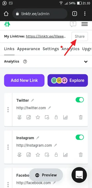 Screenshot 20220214 211007 Cara Membuat Linktree untuk Banyak Tautan dengan Mudah 8 Screenshot 20220214 211007