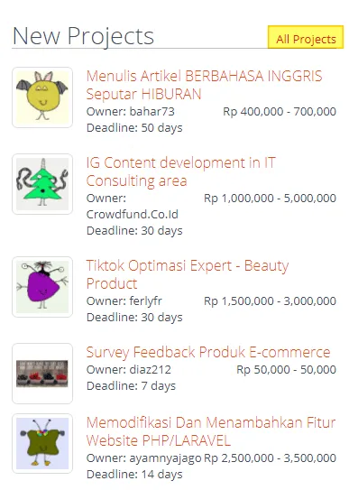 all projects Cara Mendapatkan Proyek di Situs dan Aplikasi Projects.co.id 4 all projects