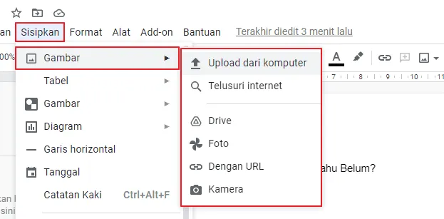 sisipkan gambar Cara Memasukkan Gambar ke Google Docs Web dan Aplikasi 4 sisipkan gambar