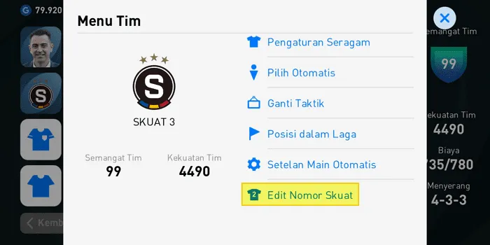 Screenshot 20220404 110703 Cara Mengganti Nomor Punggung Pemain di PES Mobile 2021 3 Screenshot 20220404 110703