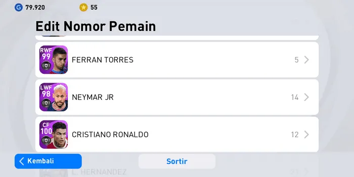 Screenshot 20220404 110745 Cara Mengganti Nomor Punggung Pemain di PES Mobile 2021 4 Screenshot 20220404 110745