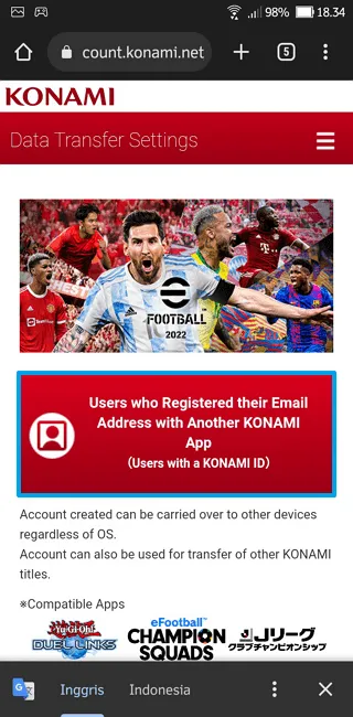 Cara Transfer Data PES Mobile 2021 ke eFootball 2022 12 Screenshot 20220603 183424 Cara Transfer Data PES Mobile 2021 ke eFootball 2022 10 Screenshot 20220603 183424
