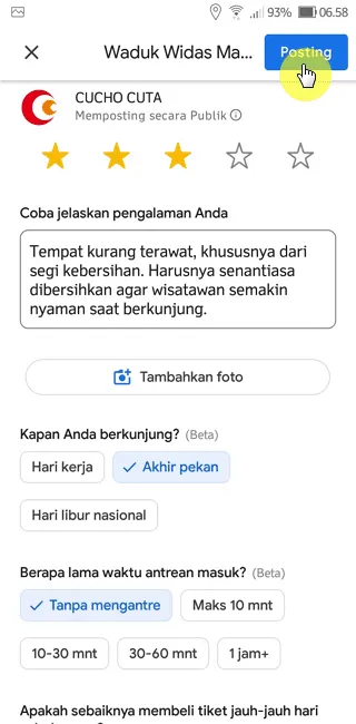Cara Menambahkan Review Tempat di Aplikasi Google Maps 8 Screenshot 20220929 065806 Cara Menambahkan Review Tempat di Aplikasi Google Maps 6 Screenshot 20220929 065806