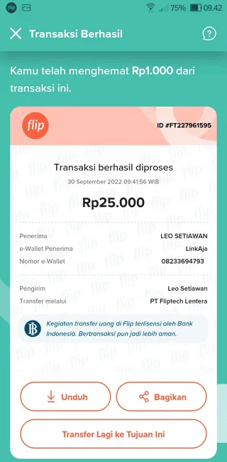 Screenshot 20220930 094228 Cara Top Up LinkAja Tanpa Biaya Admin Lewat Flip 26 Screenshot 20220930 094228