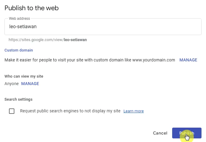 publish public Cara Buat Website Gratis Tanpa Coding Kurang dari 5 Menit 6 publish public