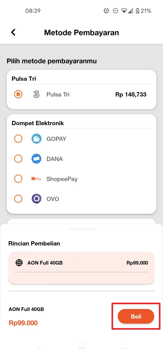 Screenshot 20221207 083944 Cara Beli Kuota Internet 3 Lewat Aplikasi Bima+ 7 Screenshot 20221207 083944