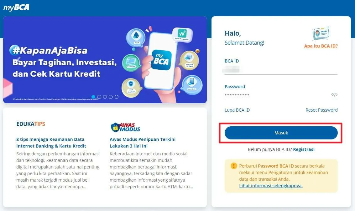 Cara Hubungkan keyBCA ke myBCA 3 login mybca Cara Hubungkan keyBCA ke myBCA 3 login mybca