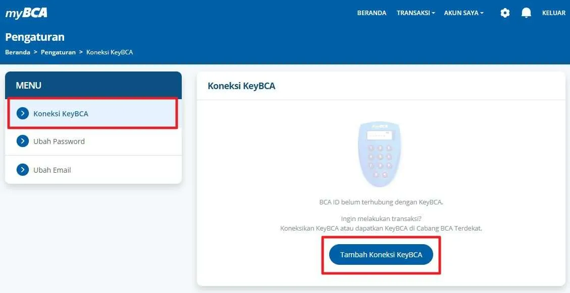 Cara Hubungkan keyBCA ke myBCA 5 tambah koneksi keybca Cara Hubungkan keyBCA ke myBCA 5 tambah koneksi keybca