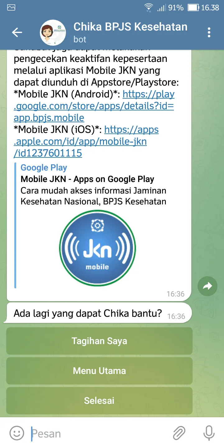 Screenshot 20230204 163857 Cara Cek Status BPJS Kesehatan Mandiri di Aplikasi Telegram 10 Screenshot 20230204 163857