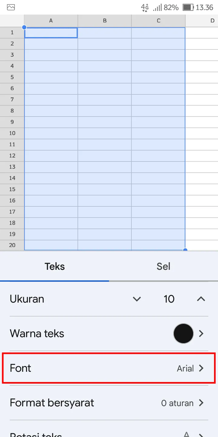 iMarkup 20230220 144820 Cara Ganti Font Teks di Aplikasi Google Spreadsheet 6 iMarkup 20230220 144820