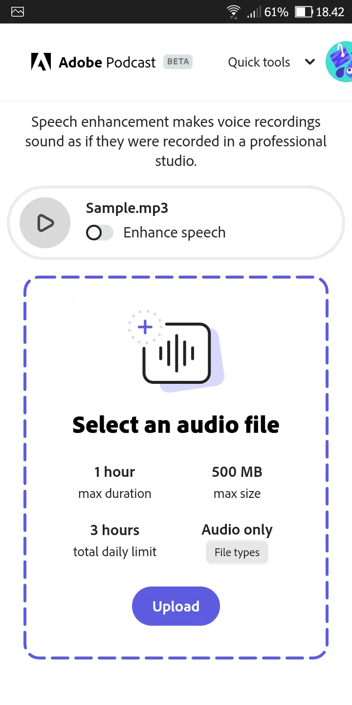 Cara Mudah Jernihkan Audio dengan Adobe Podcast 4 Screenshot 20230609 184237 Cara Mudah Jernihkan Audio dengan Adobe Podcast 2 Screenshot 20230609 184237
