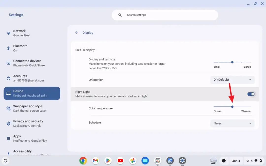 Cara Mengaktifkan Night Light di Chromebook untuk Mata yang Lebih Nyaman 5 Screenshot 2025 01 04 9.14.48 PM Cara Mengaktifkan Night Light di Chromebook untuk Mata yang Lebih Nyaman 5 Screenshot 2025 01 04 9.14.48 PM