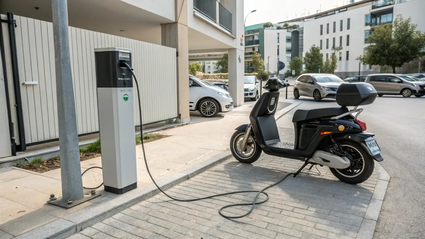 Kalkulator Motor Listrik - Cara Hitung Biaya Listrik Sepeda Motor Listrik 1 electric moped charging battery Kalkulator Motor Listrik - Cara Hitung Biaya Listrik Sepeda Motor Listrik 1 electric moped charging battery